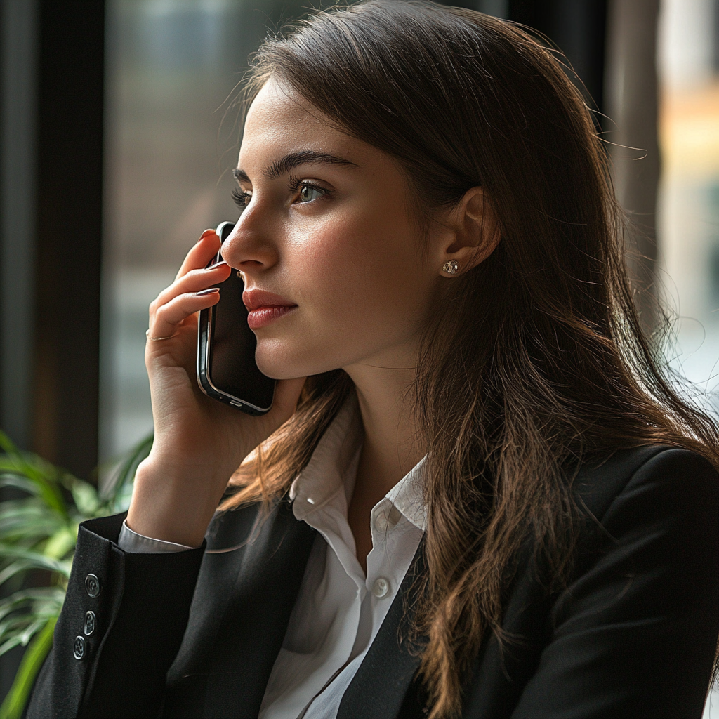 A woman on the phone | Source: Midjourney