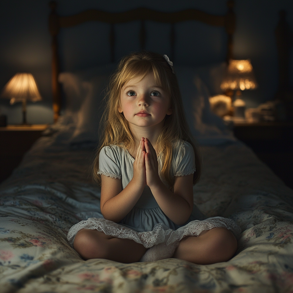 A young girl praying | Source: Midjourney