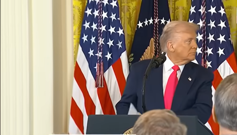 Donald Trump watches Melania walk away after her speech during an executive order signing on November 13, 2025 | Source: YouTube/@FoxNews