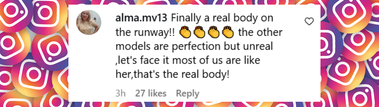 A viewer comments on Ashley Graham's runway look, dated October 16, 2025 | Instagram/entertainmenttonight