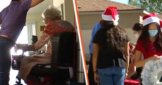 Ältere Frau kriegt Hilfe bei der Weihnachtsdekoration, nachdem Corona ihre Gesundheit beeinträchtigte. | Quelle: Youtube/KGUN9