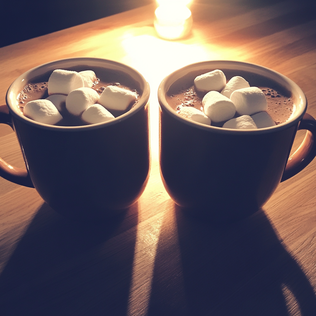 Two mugs of hot chocolate | Source: Midjourney