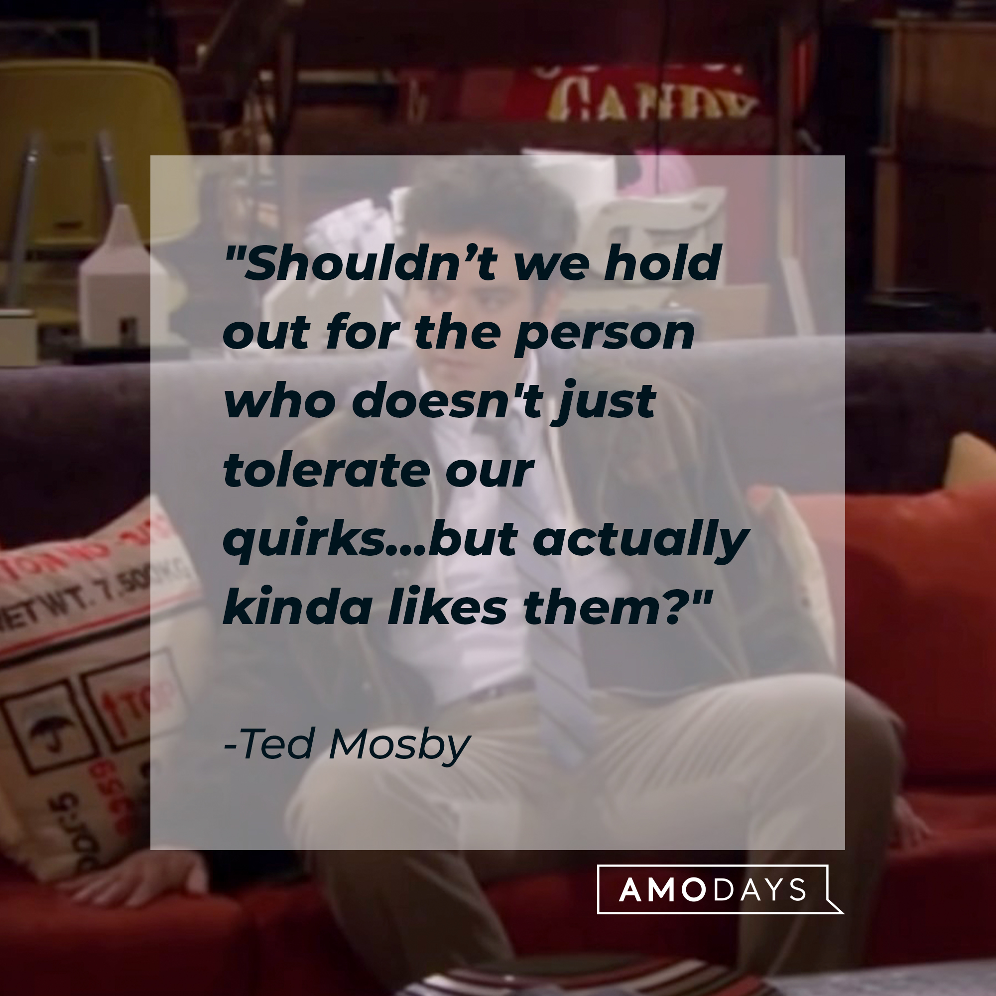 An image of Ted Mosby with his quote: "Shouldn’t we hold out for the person who doesn't just tolerate our quirks…but actually kinda likes them?" | Source: facebook.com/OfficialHowIMetYourMother