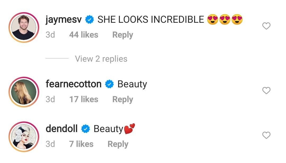 A screenshot of a fans' comments on Kelly Osbourne's post on her instagram page | Photo: instagram.com/kellyosbourne