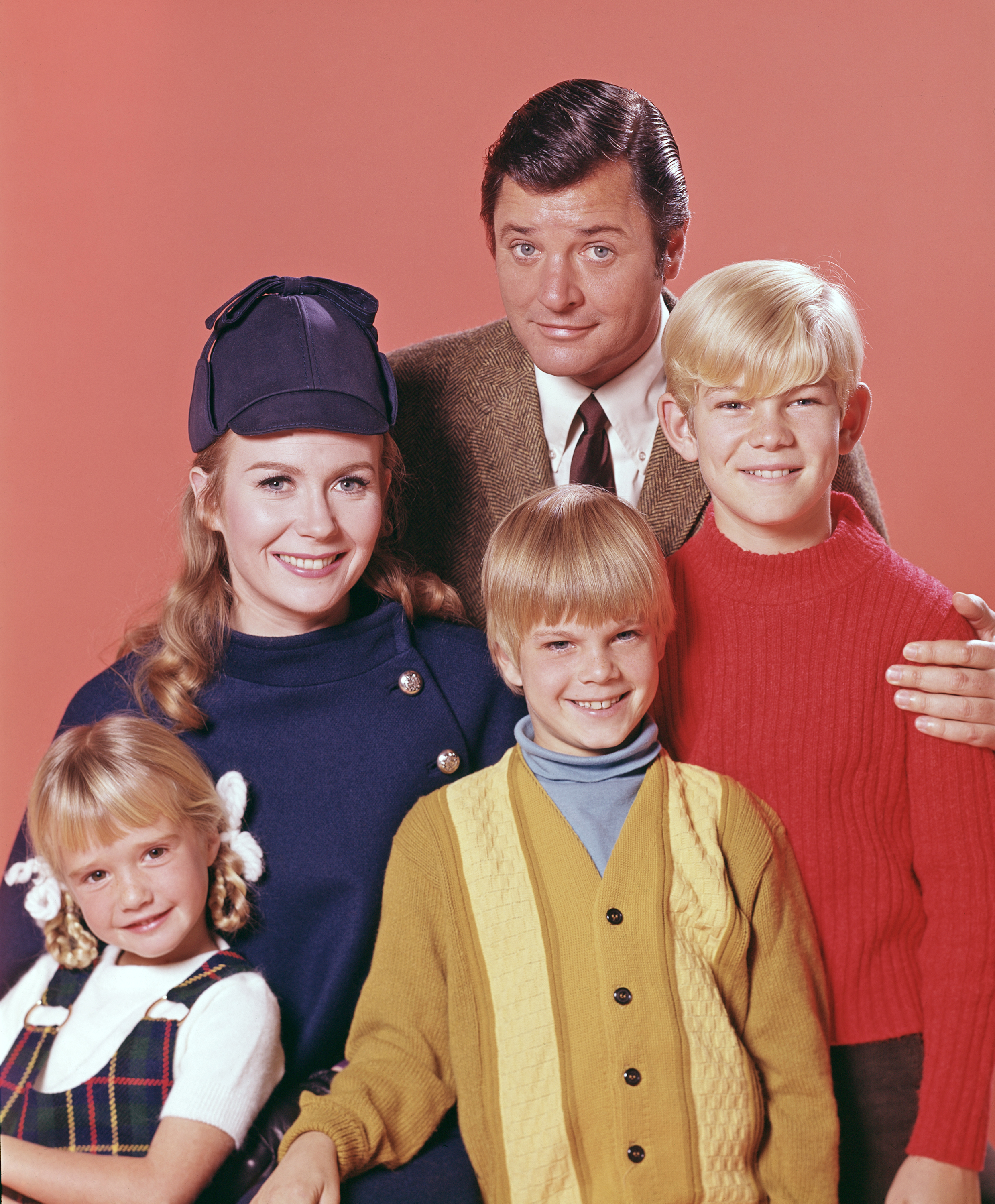 Kim Richards (Prudence), Juliet Mills (Nanny), Trent Lehman (Butch), Richard Long (The Professor), and David Doremus (Hal), on September 25, 1970 | Source: Getty Images