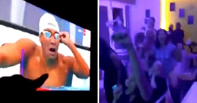 Ahmed Hafnaoui shocked during his victorious moment at the Tokyo Olympics. | Source: Twitter/SportsJOEdotie