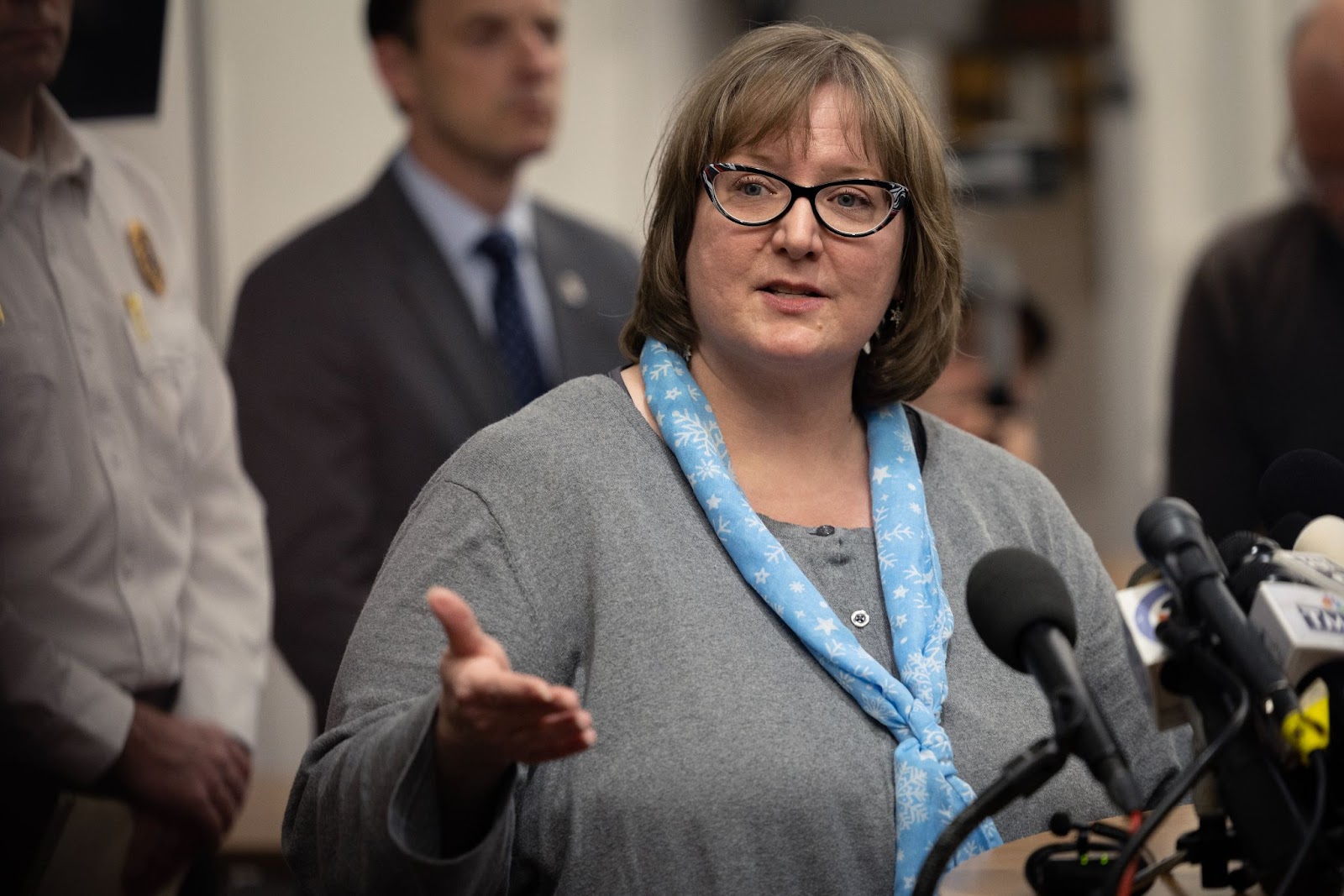 Barbara Wiers, director of elementary and school relations at Abundant Life Christian School, speaking to the media about the shooting at the school on December 16, 2024, in Madison, Wisconsin. | Source: Getty Images