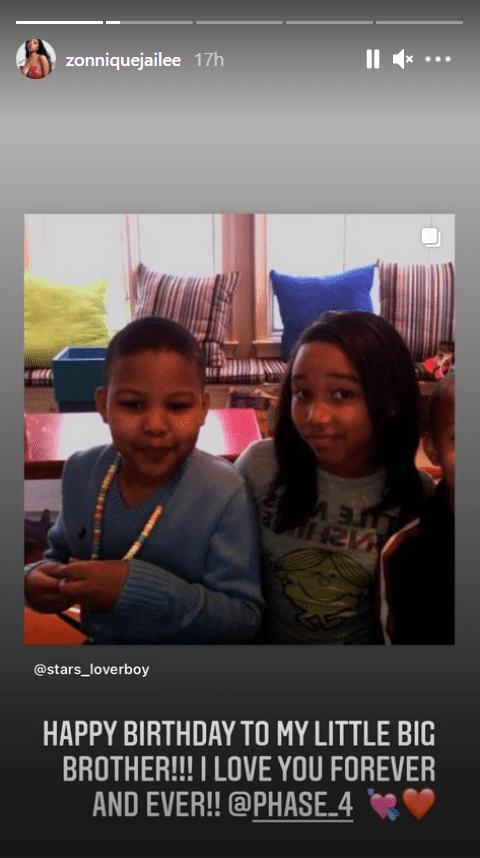 Screenshot showing a young Zonnique Pullins and Messiah Harris.| Source: Instagram/zonniquejailee