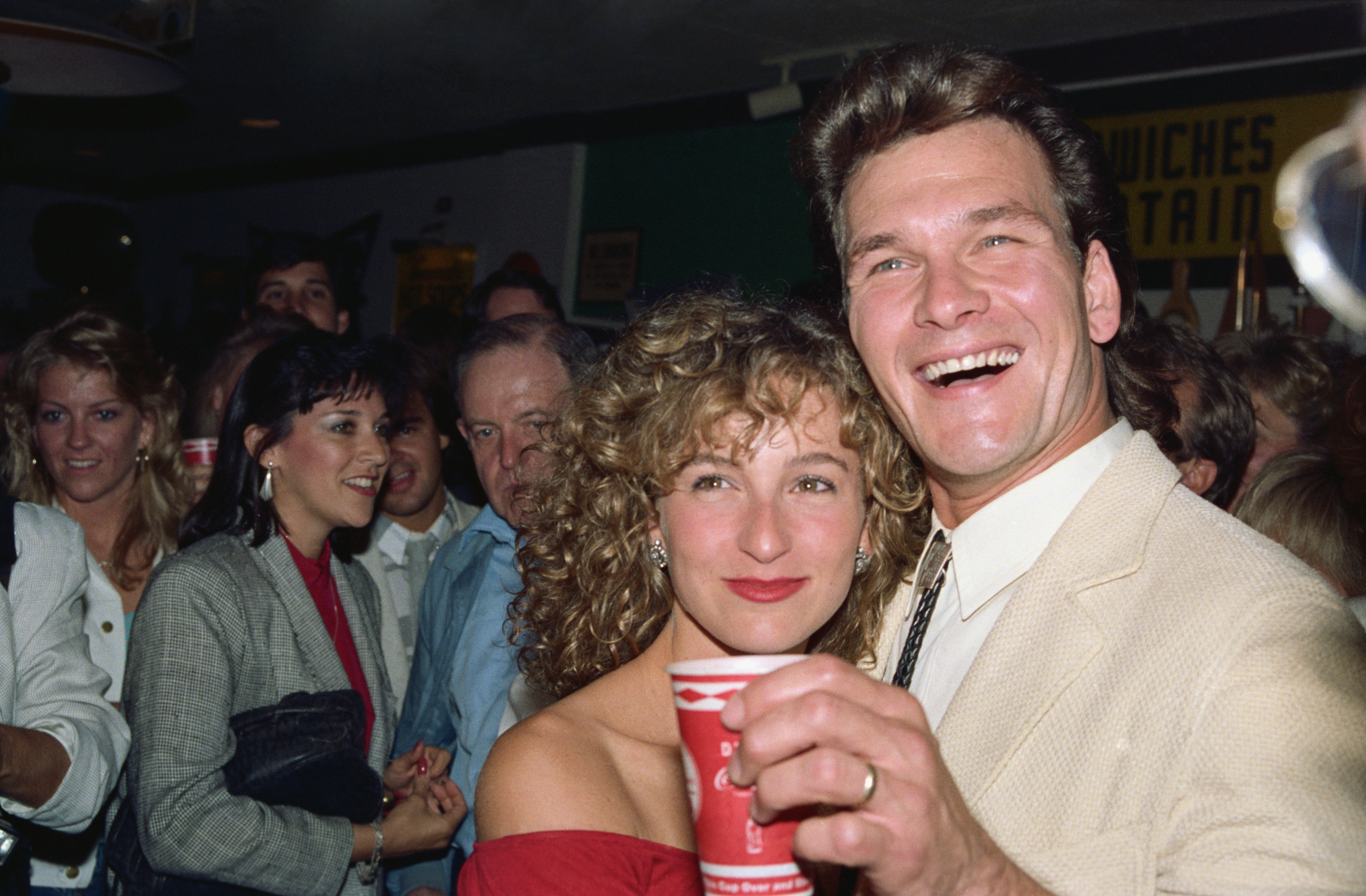 Jennifer Grey and Patrick Swayze at a party following the release of "Dirty Dancing" in 1987 | Source: Getty Images