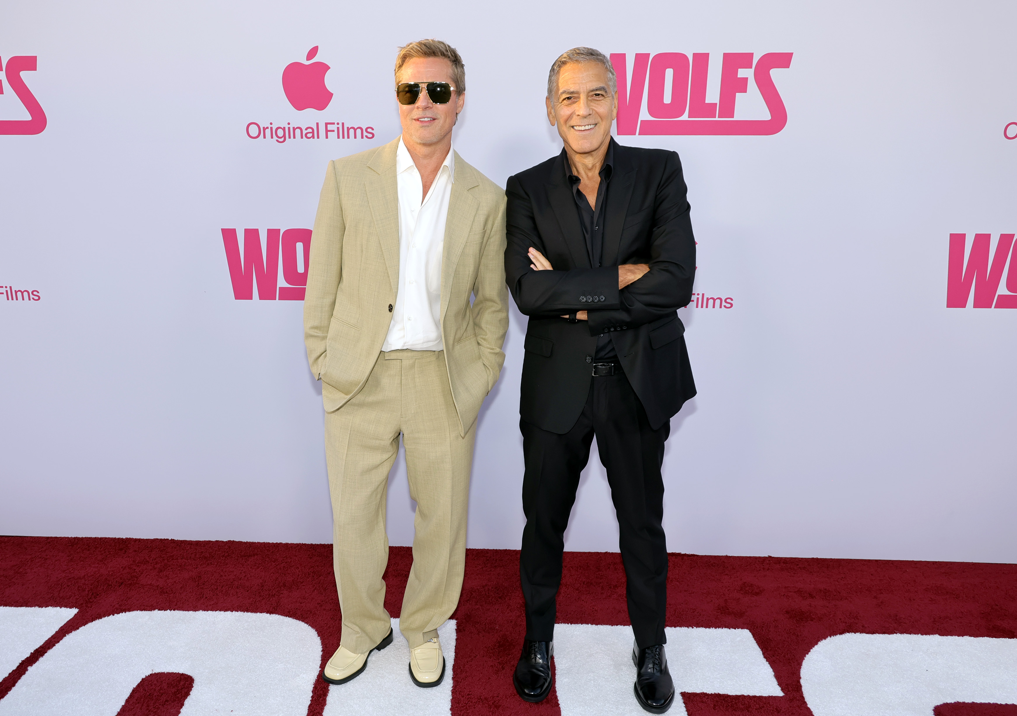 Brad Pitt and George Clooney attend the premiere of the Los Angeles Premiere of the Apple Original Film "Wolfs" at TCL Chinese Theatre on September 18, 2024 in Hollywood, California | Source: Getty Images