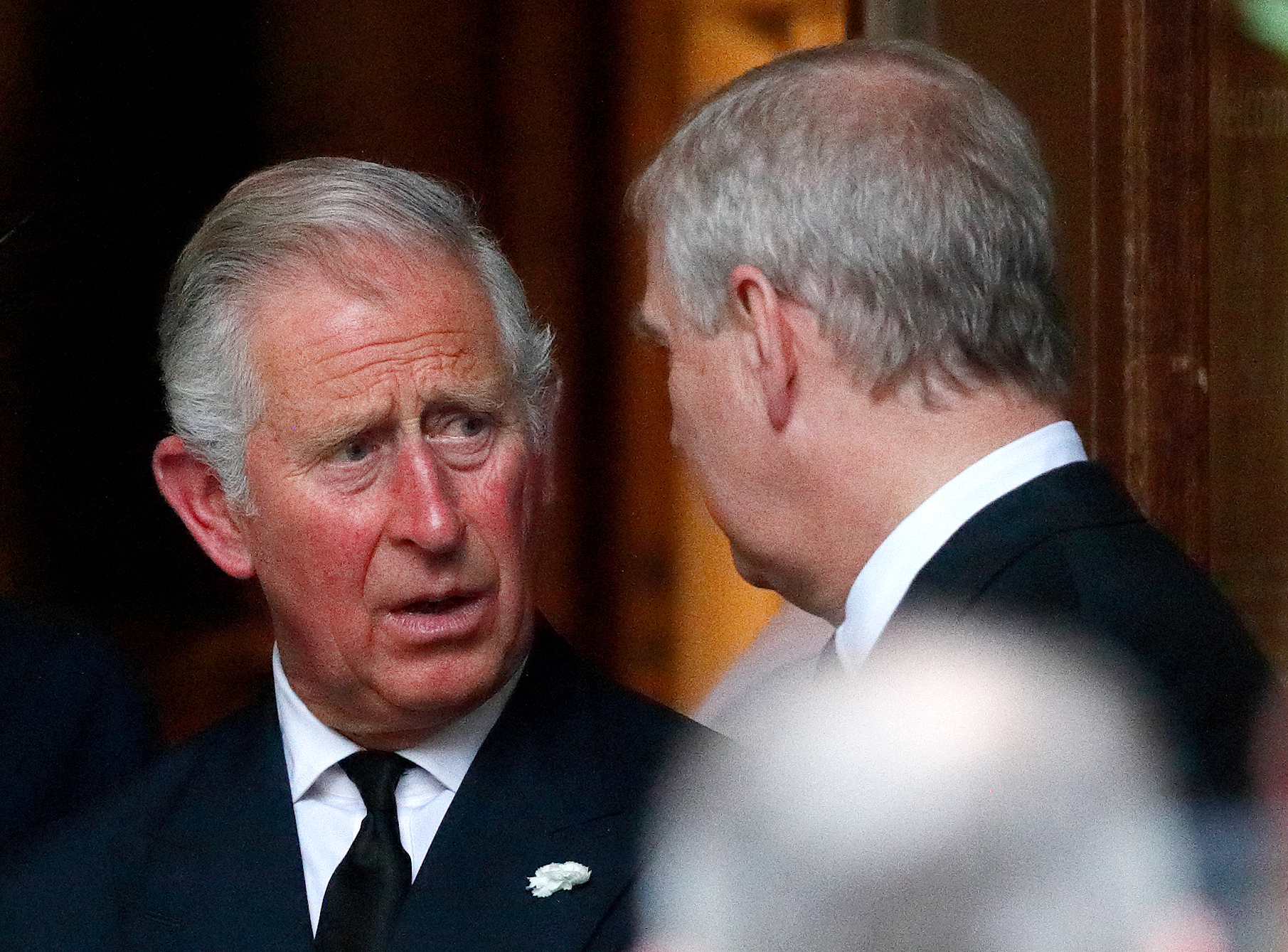 King Charles III and Andrew Mountbatten-Windsor at the funeral of Patricia Knatchbull, Countess Mountbatten of Burma, at St Paul's Church, Knightsbridge, on June 27, 2017, in London, England. | Source: Getty Images