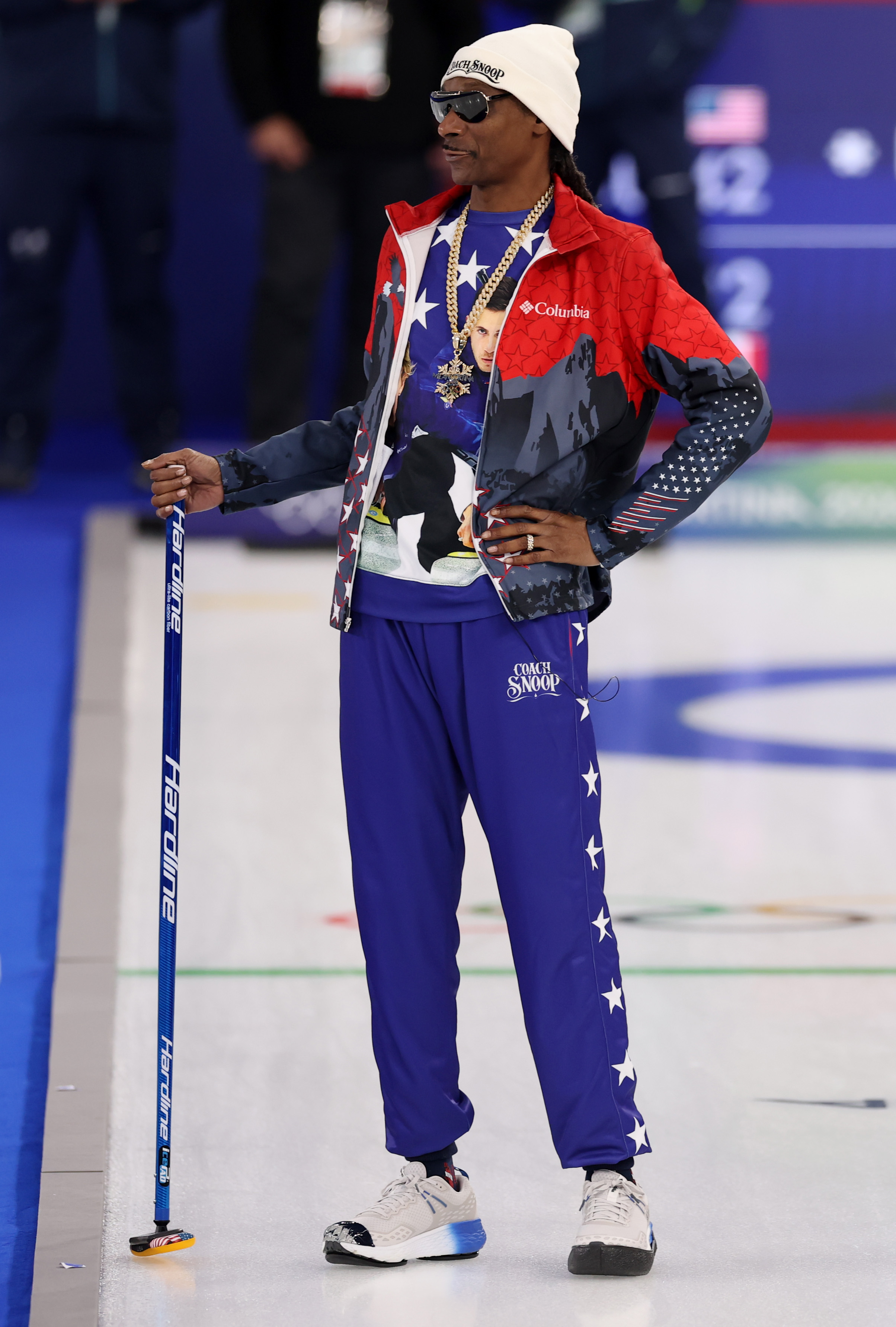 Snoop Dogg attends the Mixed Doubles Round Robin curling match between Team United States and Team Canada during the Winter Olympic Games at Cortina Curling Olympic Stadium on February 6, 2026, in Cortina d'Ampezzo, Italy | Source: Getty Images