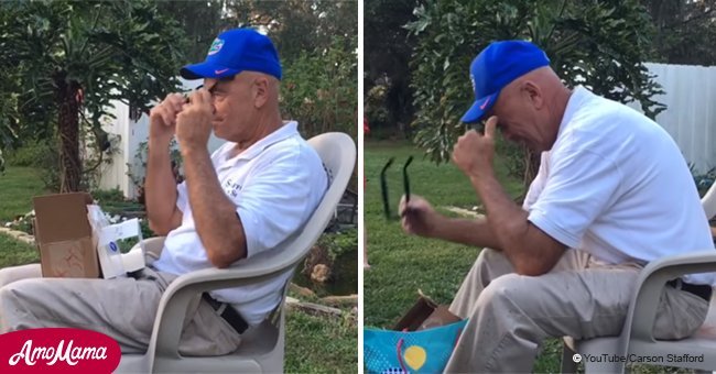 Grandpa can see colors for the first time ever after receiving EnChroma glasses on his birthday