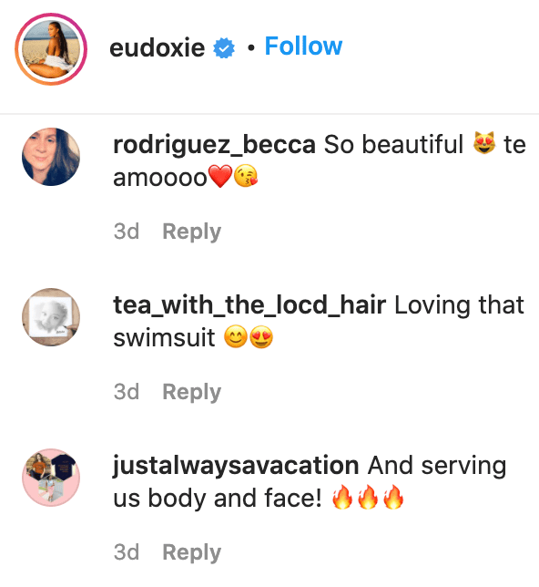 Fans' comments on Eudoxie Mbouguiengue's post. | Source: Instagram/eudoxie