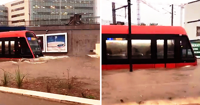 01/11/2019: Dans une vidéo postée sur les réseaux sociaux, on peut voir la ligne 2 du tramway de Nice qui roule en plein milieu des inondations.