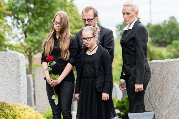 une famille en deuil dans un cimetière | Source : Shutterstock une famille en deuil dans un cimetière | Source : Shutterstock