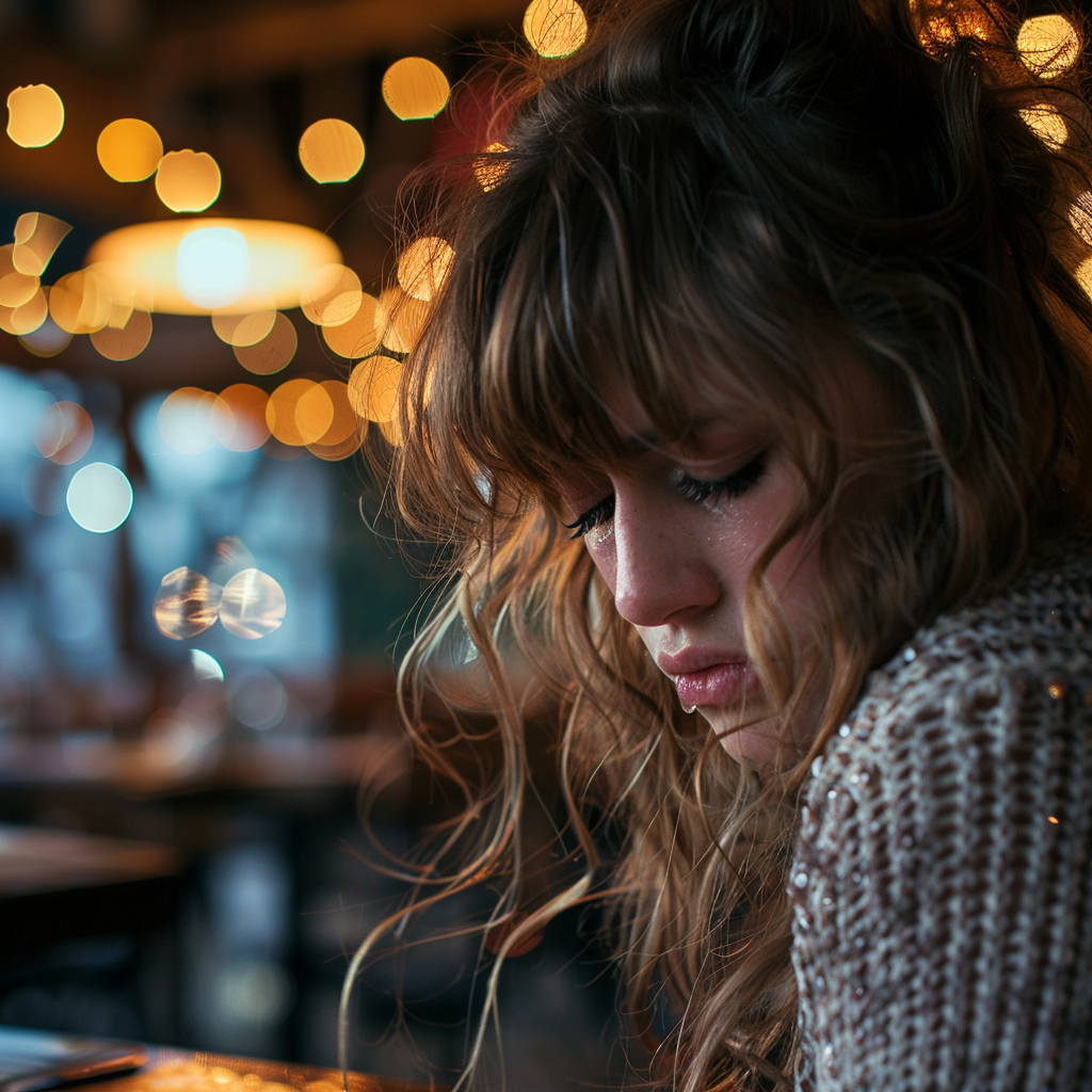 A woman is crying at the restaurant | Source: Midjourney