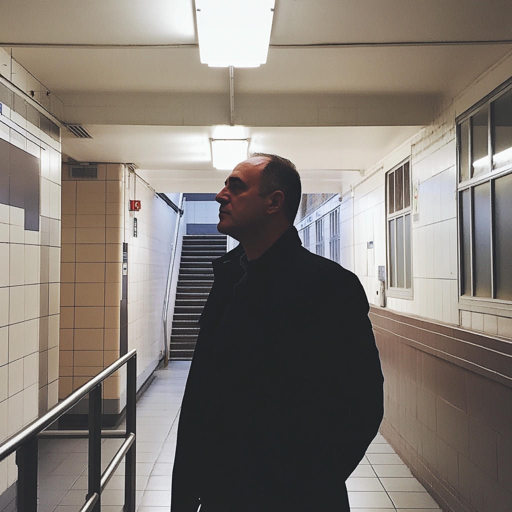 A man standing in a police station | Source: Midjourney