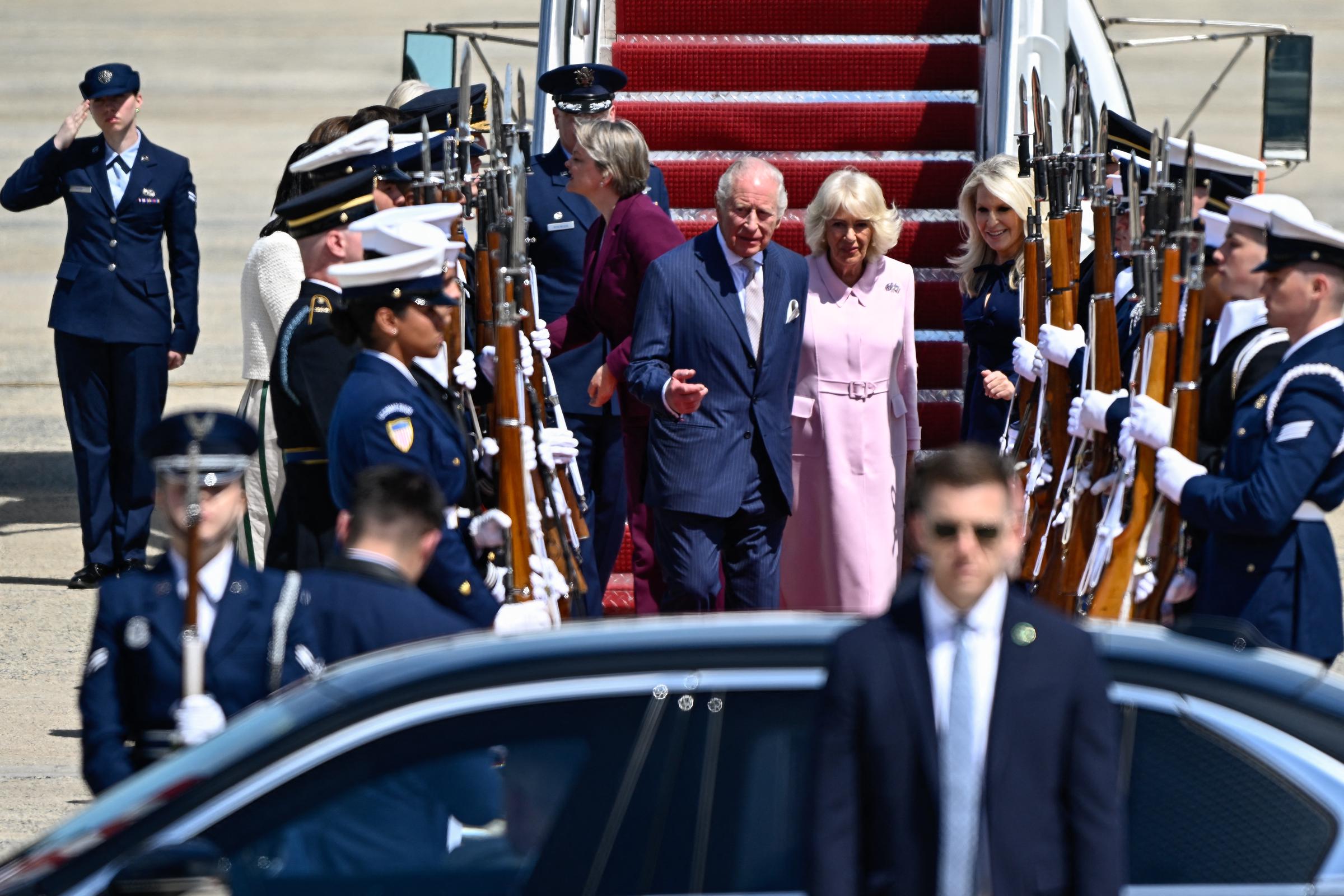 King Charles III and Queen Camilla arrive at Joint Base Andrews in Maryland on April 27, 2026 | Source: Getty Images