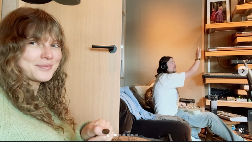 Taylor Swift and Max Martin working on "Opalite" on a post February 23, 2026 | Source: Instagram/taylorswift