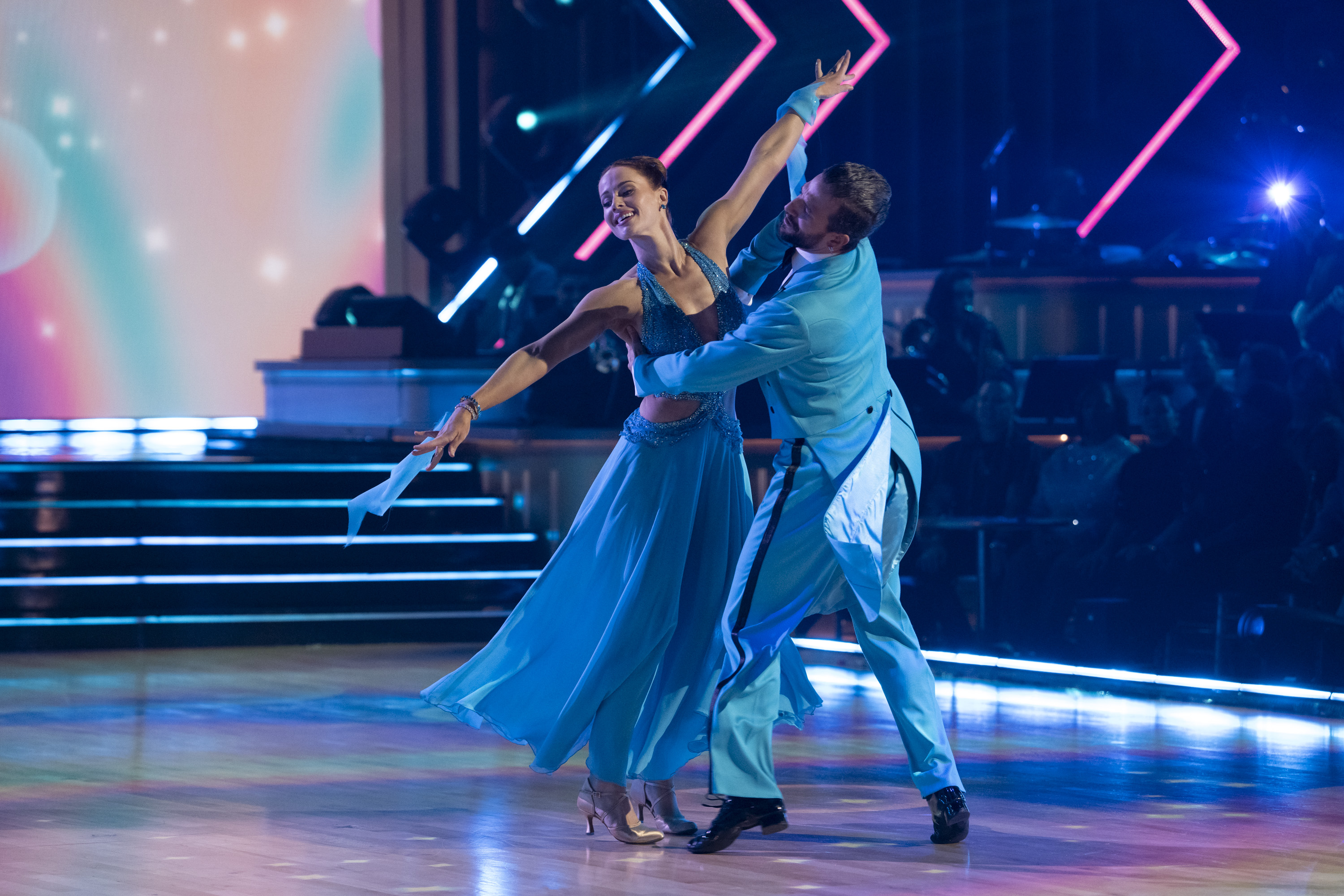 Whitney Leavitt and Mark Ballas perform a Viennese waltz on "Dancing with the Stars" on November 18, 2025 | Source: Getty Images