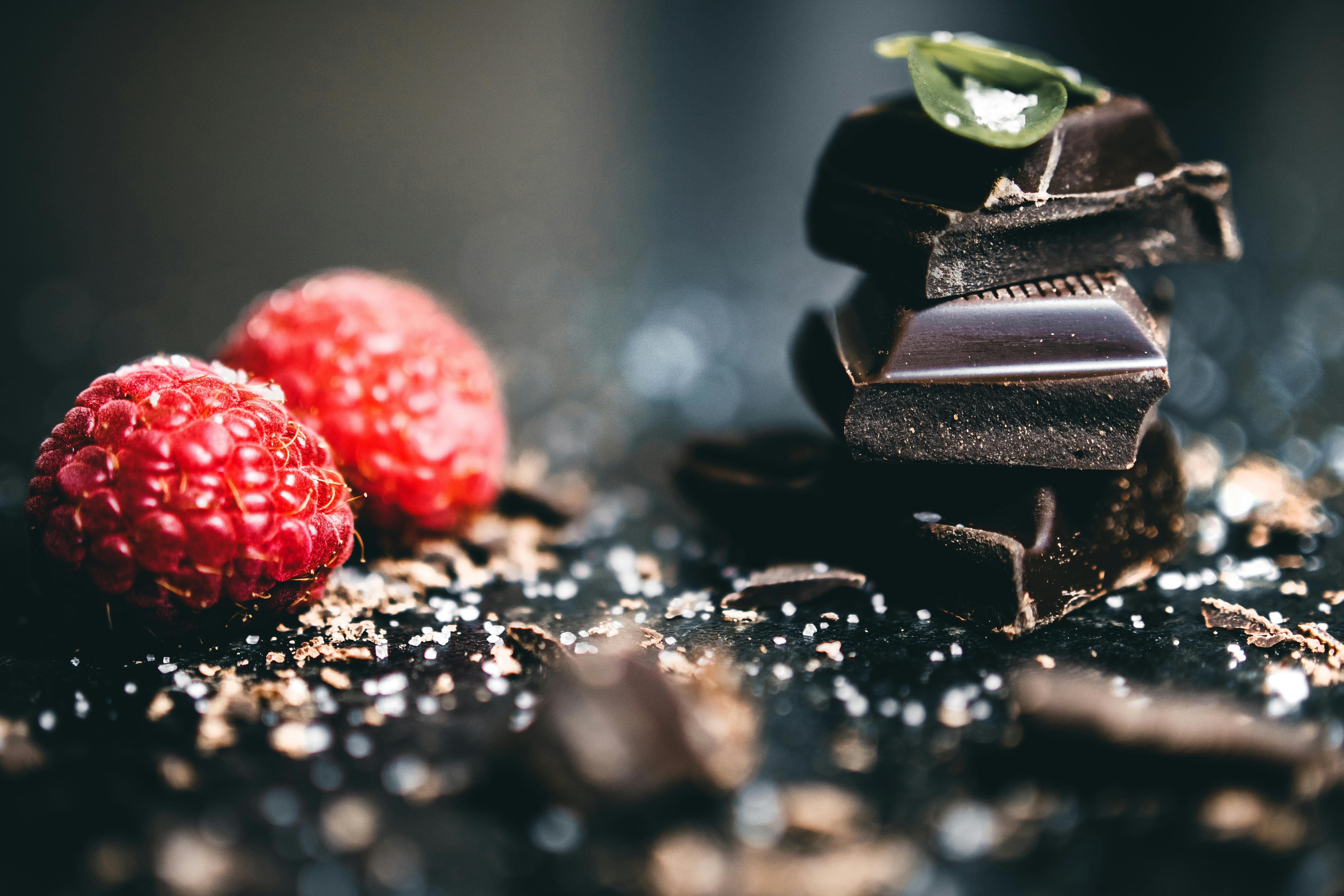 Decadent chocolate pieces and berries | Source: Pexels