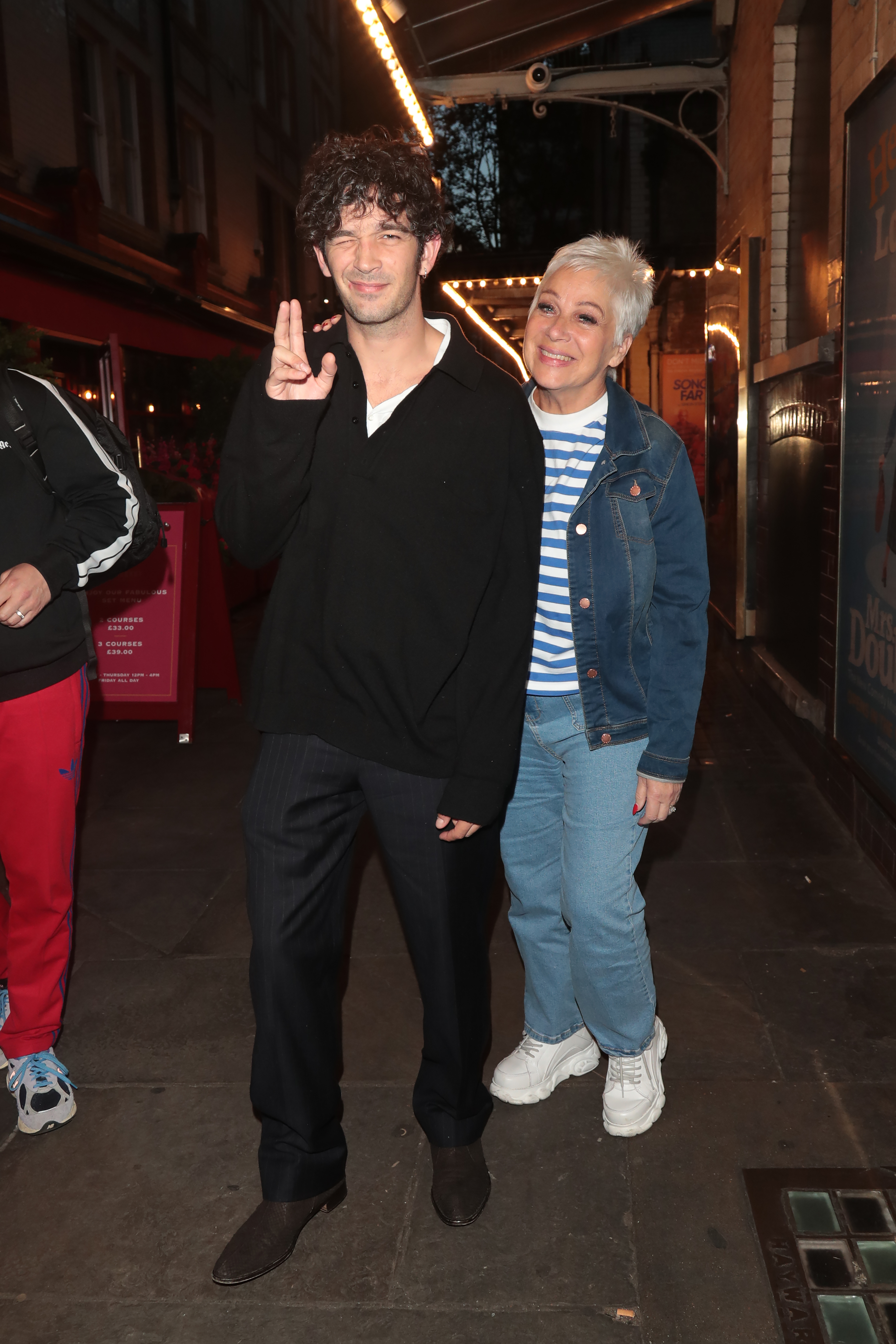 Matty Healy and his mom Denise Welch are seen at J Sheekey on July 05, 2023, in London, England. | Source: Getty Images