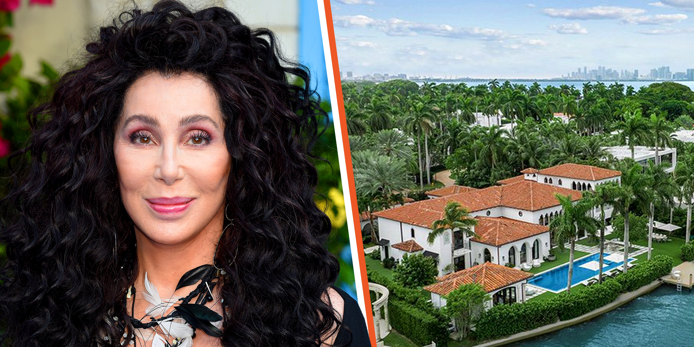 Cher | Cher's former home | Source: Twitter.com/FoxNews | Getty Images