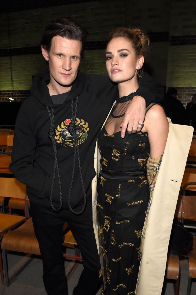 Matt Smith and Lily James wearing Burberry at the Burberry February 2018 show  | Getty Images