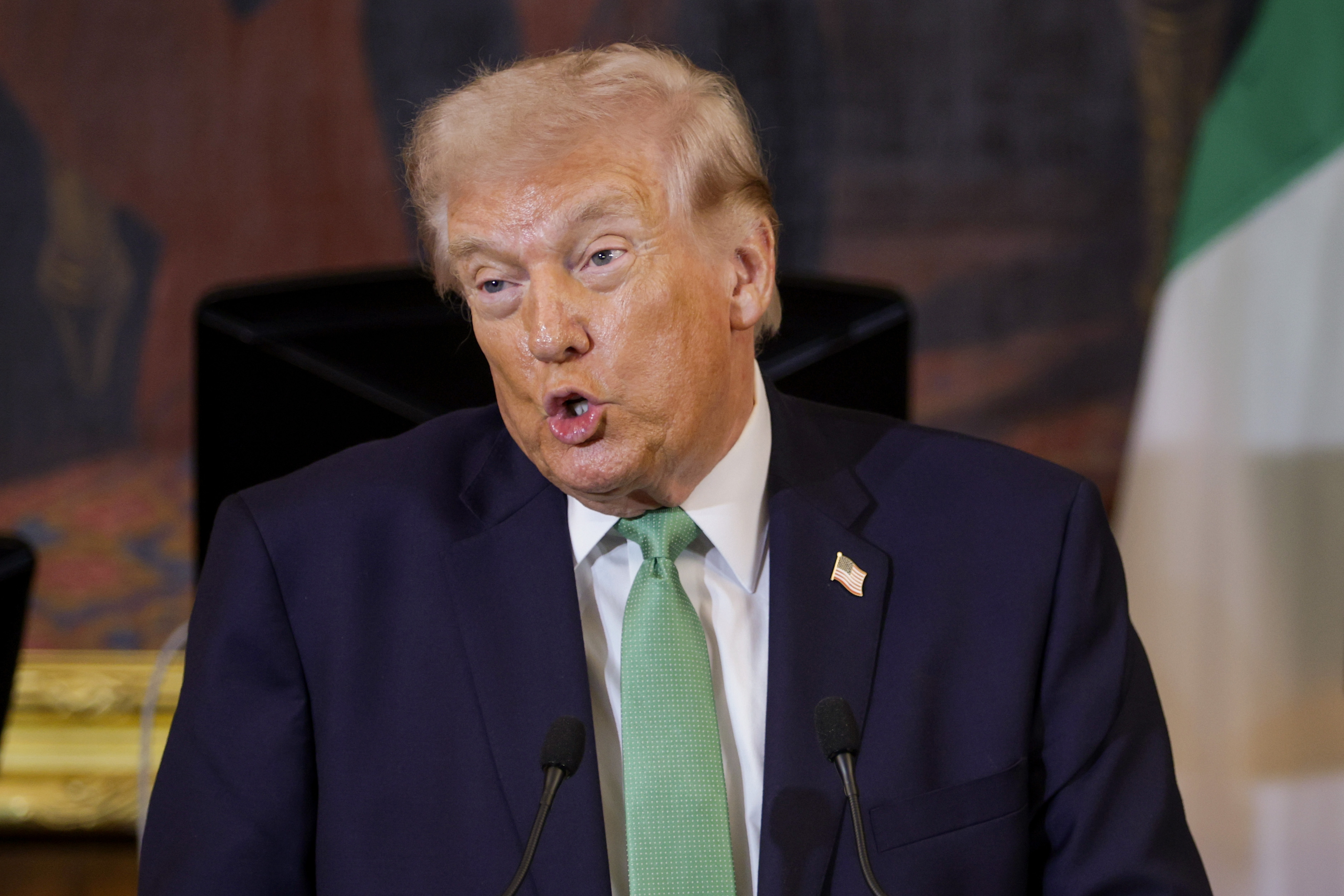 Donald Trump speaks during the Friends of Ireland Luncheon on Capitol Hill in Washington, DC, on March 17, 2026 | Source: Getty Images