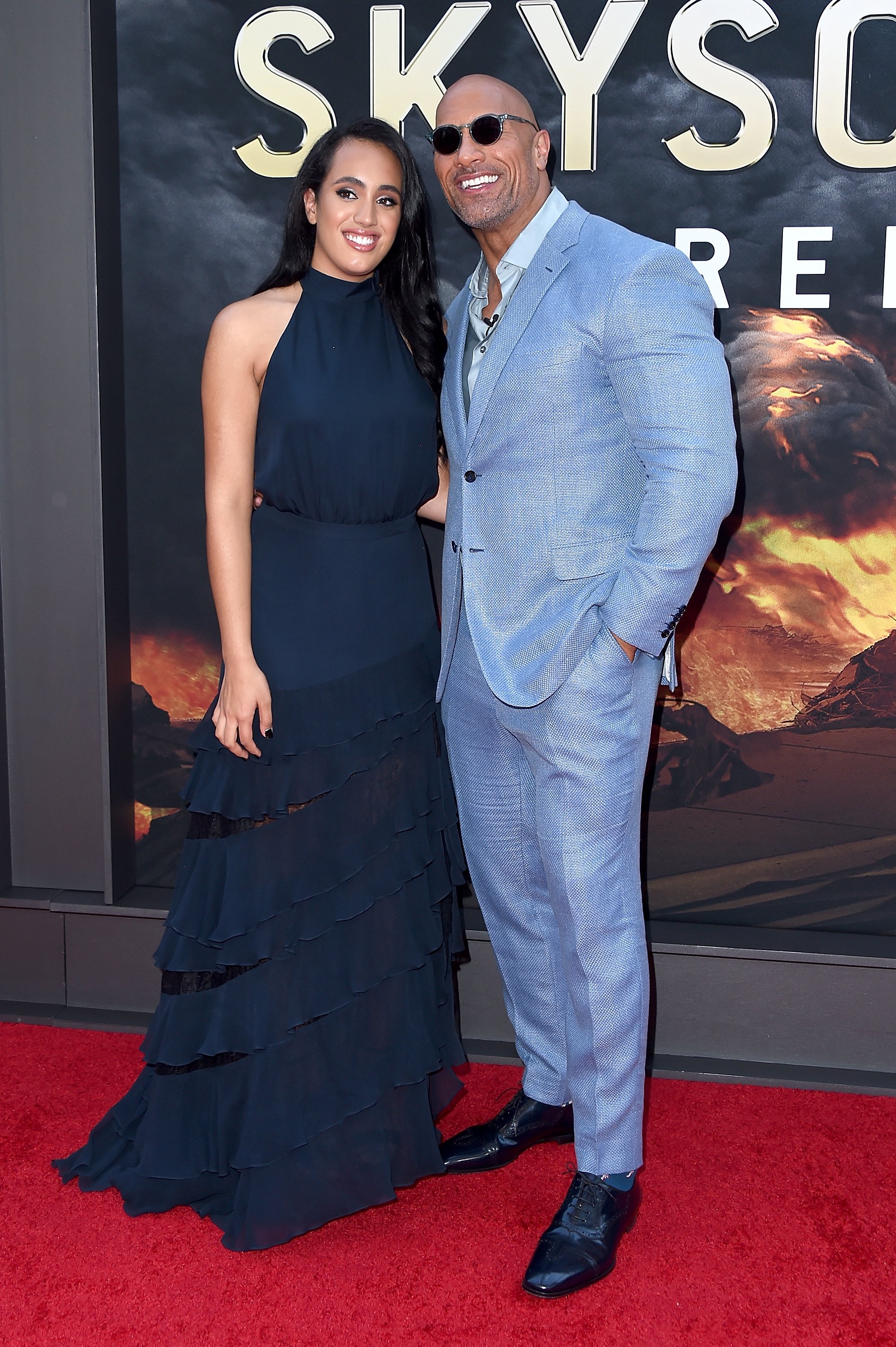 Dwayne Johnson and his daughter Simone Garcia Johnson at the "Skyscraper" New York Premiere on July 10, 2018, in New York City | Source: Getty Images