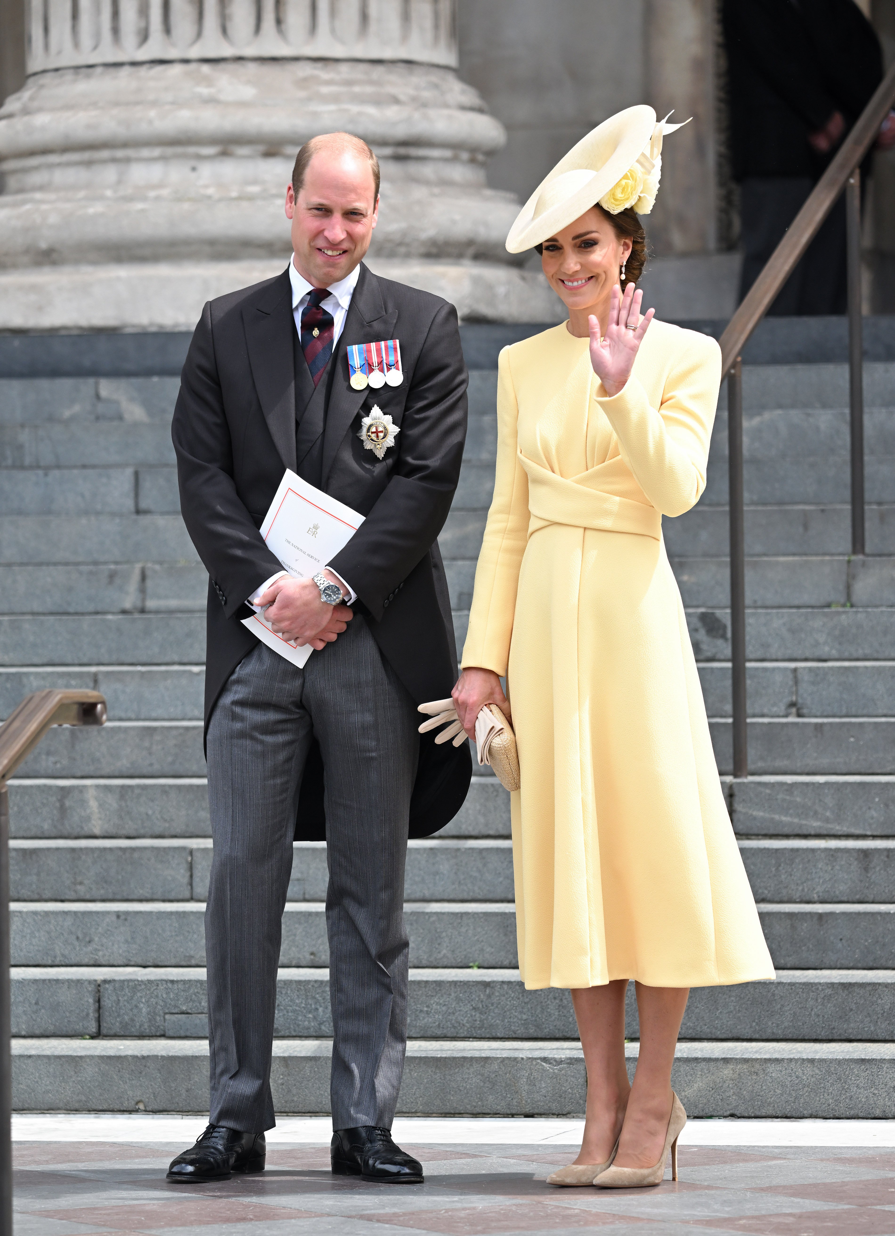 Prince William, Duke of Cambridge and Catherine, Duchess of Cambridge attend the National Service of Thanksgiving at St Paul's Cathedral on June 03, 2022 in London, England. | Source: Getty Images