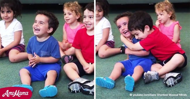 Teacher tells children to clap their hands but boy in the blue shirt stole the show (video)	