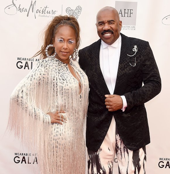  Steve Harvey and Marjorie Elaine Harvey at the WACO Theater Center's 3rd Annual Wearable Art Gala in Santa Monica, California.| Photo: Getty Images.