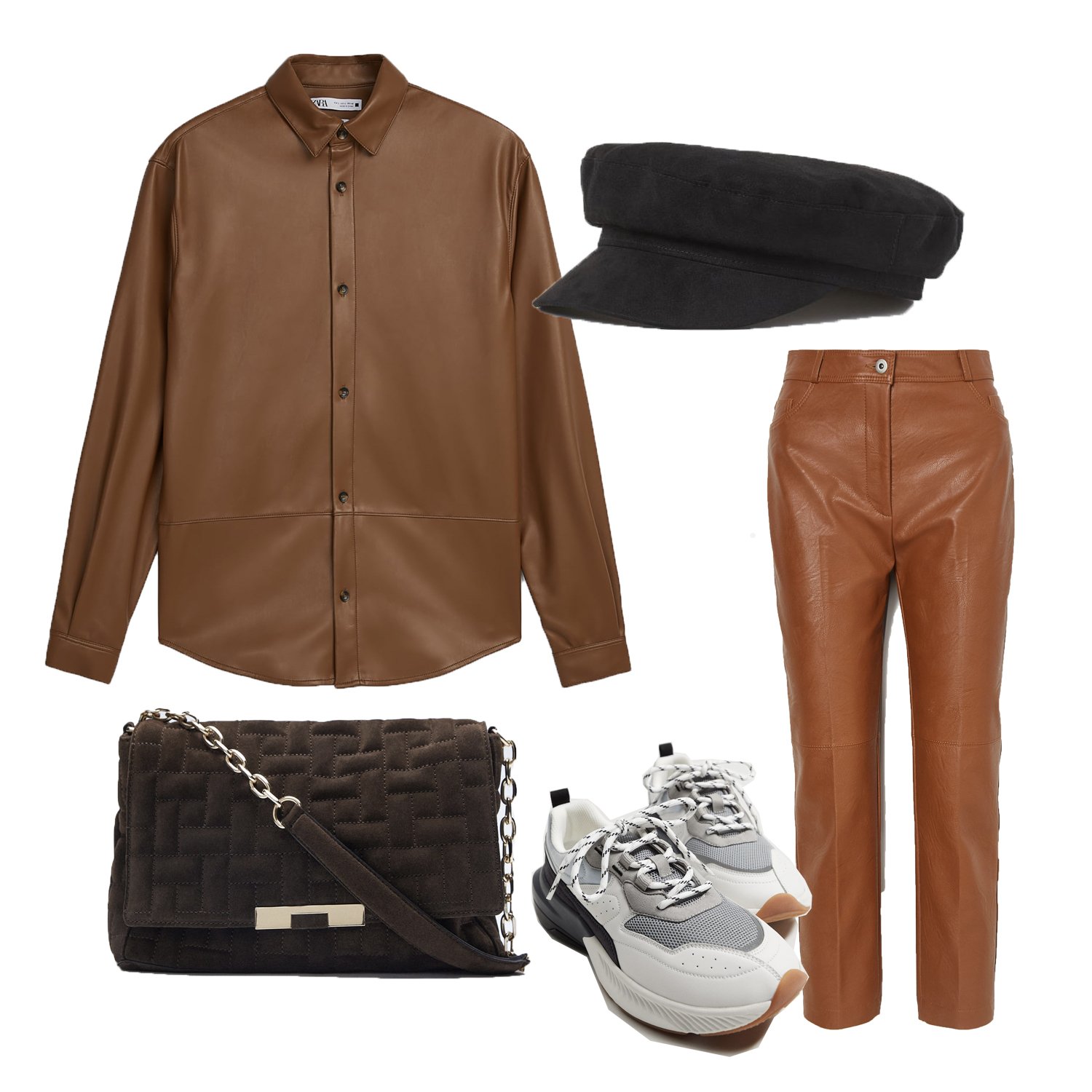 Chemise - Zara, Pantalon - Stella McCartney, Casquette - H&M, Chaussures - Mango, Sac - Zara. | Photo : zara.com