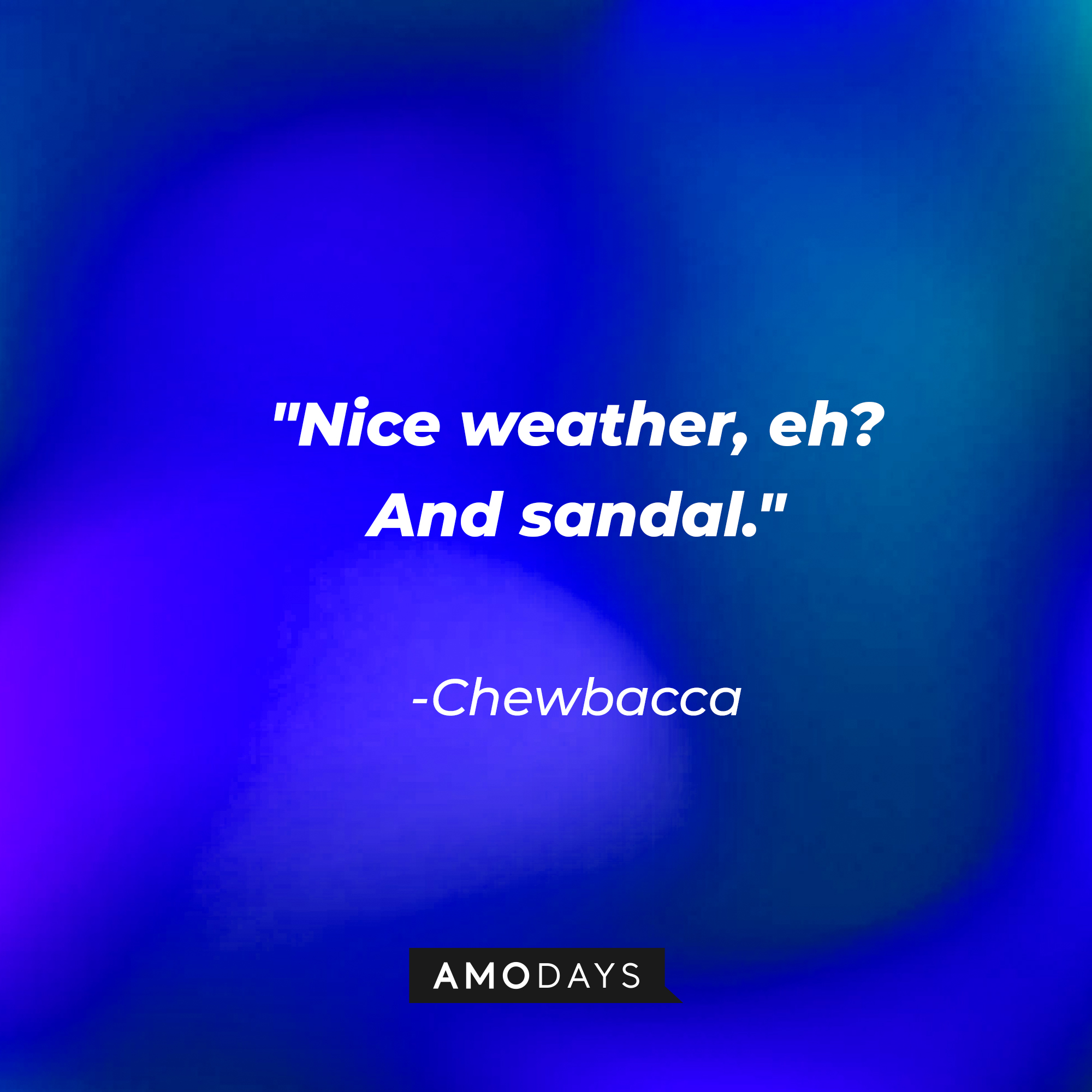 Chewbacca's quote: "Nice weather, eh? And sandal." | Source: AmoDays