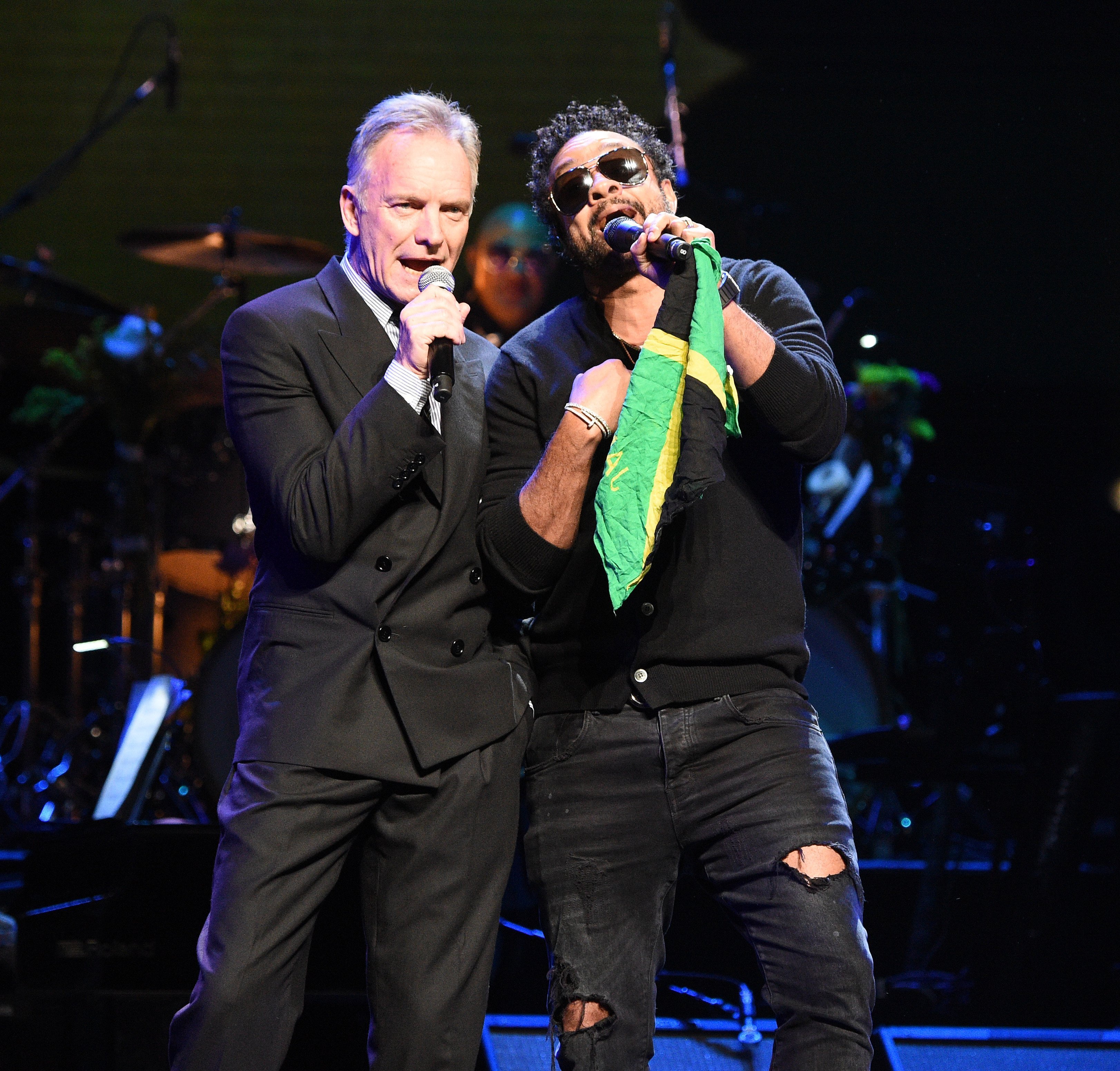 Sting and Shaggy perform onstage during The Rainforest Fund 30th Anniversary Benefit Concert. | Source: Getty Images.