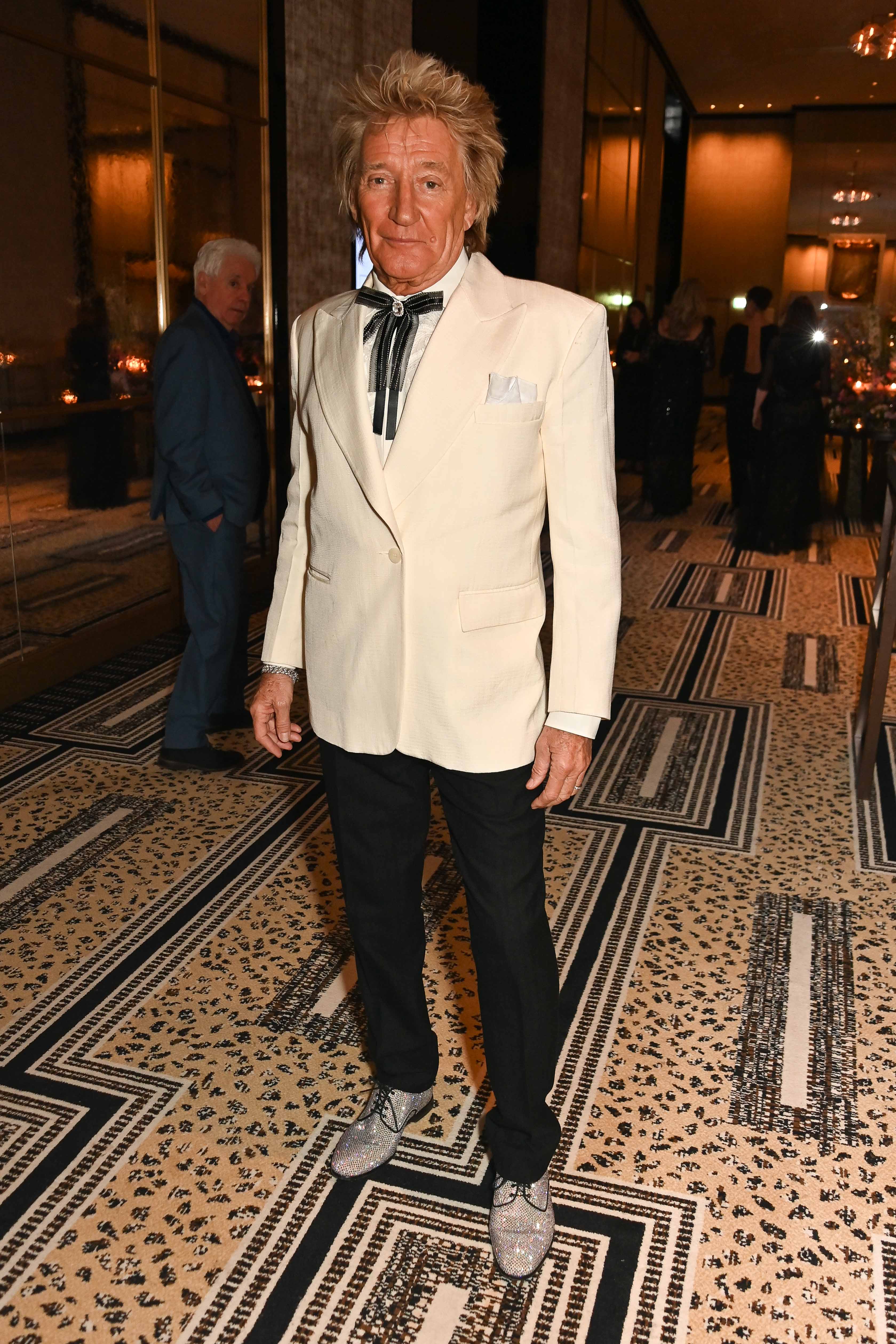 Sir Rod Stewart attends The Prince's Trust Invest In Futures Gala Dinner at The Peninsula Hotel on February 29, 2024 in London, England | Source: Getty Images