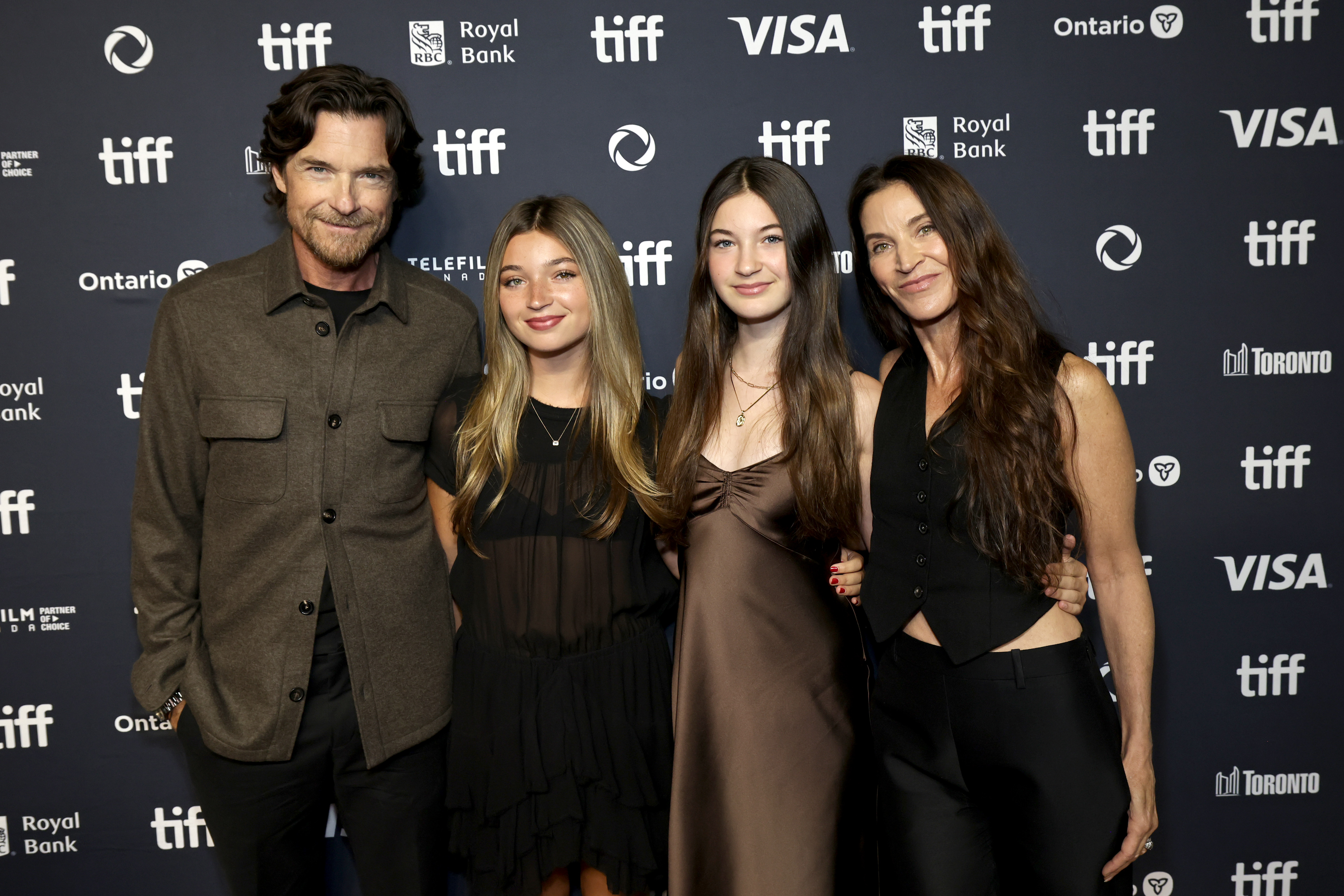 Jason, Francesca Nora, and Maple Sylvie Bateman with Amanda Anka at the premiere of "Black Rabbit" during the 2025 Toronto International Film Festival on September 7 in Canada. | Source: Getty Images