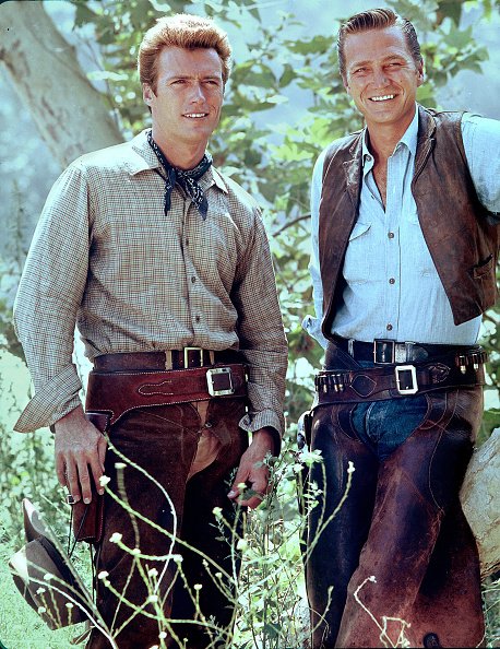 Clint Eastwood and Eric Fleming pose for a portrait on the set of the television series "Rawhide," circa 1963. | Photo: Getty Images
