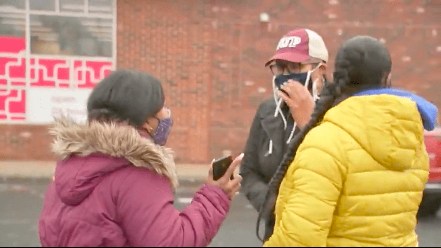 Screenshot of video showing Priscilla Maxwell receiving the news that her son was found. | Source: Twitter/ @JaclynLeeTV