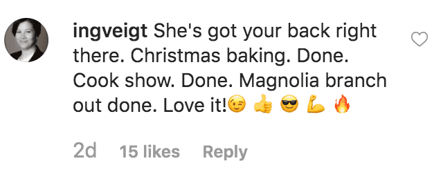 A  fan comments on Joanna Gaines picture of her children Emmie and Crew making an original cookie recipe | Source: Instagram.com/joannagaines