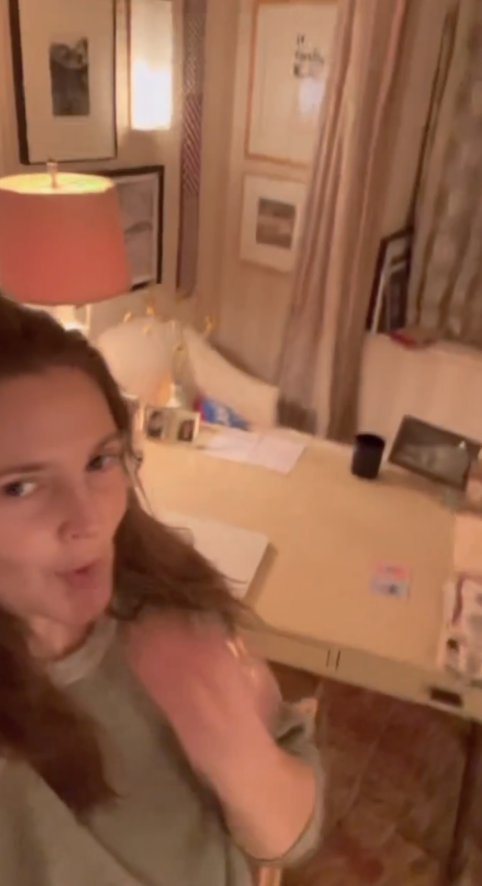 A glimpse inside Drew Barrymore's bedroom from a post dated February 28, 2023. | Source: Instagram/drewbarrymore