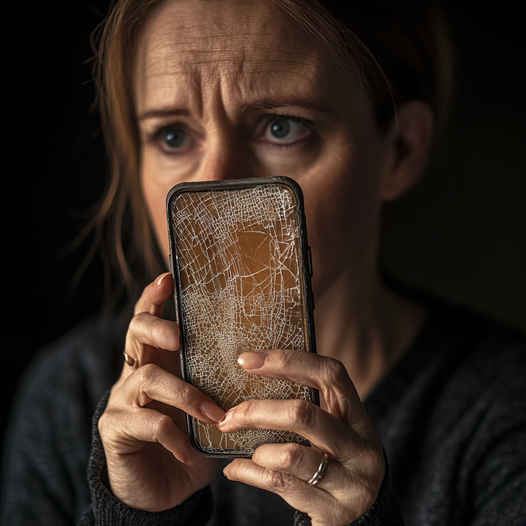 A woman holding a phone | Source: Midjourney