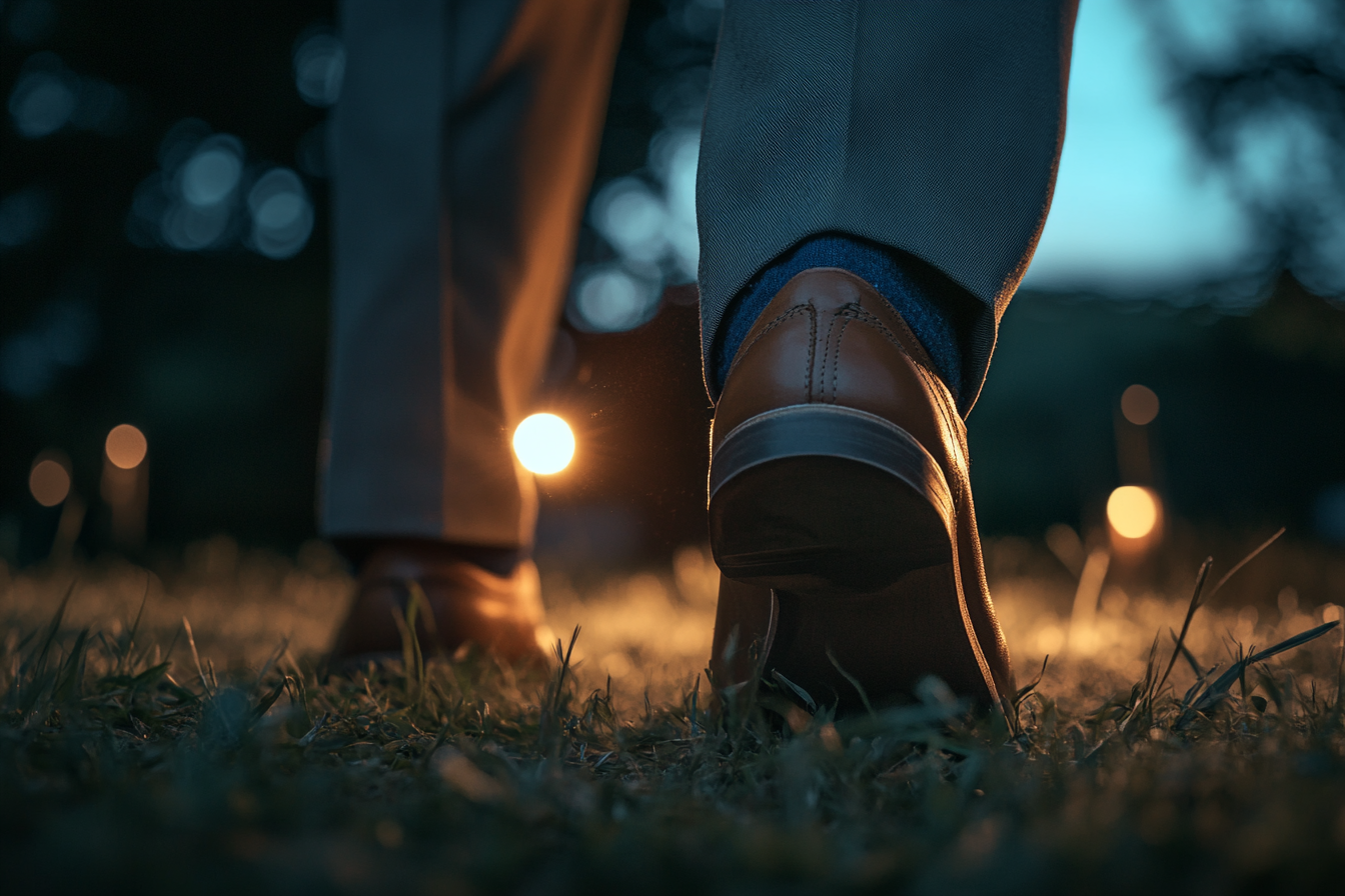 A man walking on grass | Source: Midjourney