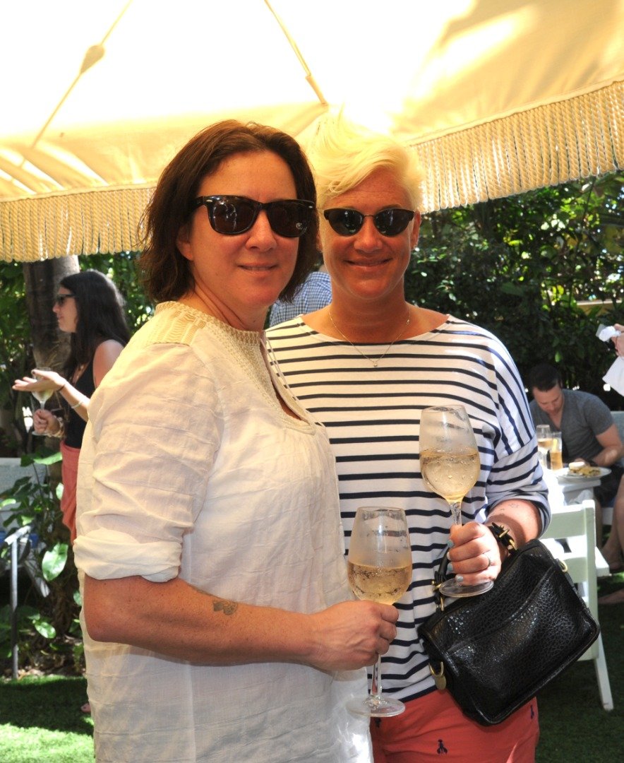 Chefs Koren Grieveson and Anne Burrell at Geoffrey and Margaret Zakarian's Rosé Lunch at the Soho Beach House at Soho Beach House on February 22, 2014 in Miami Beach, Florida. | Getty Images