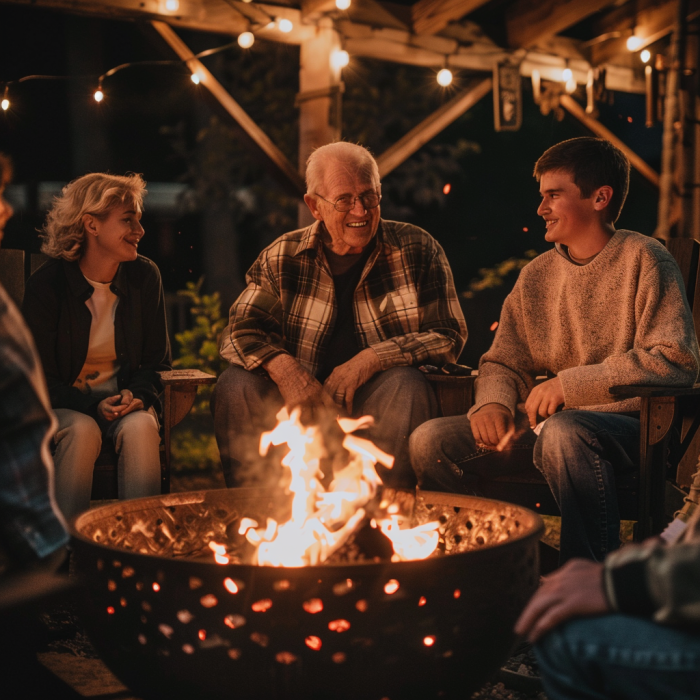Family members gathered around a fire pit | Source: Midjourney
