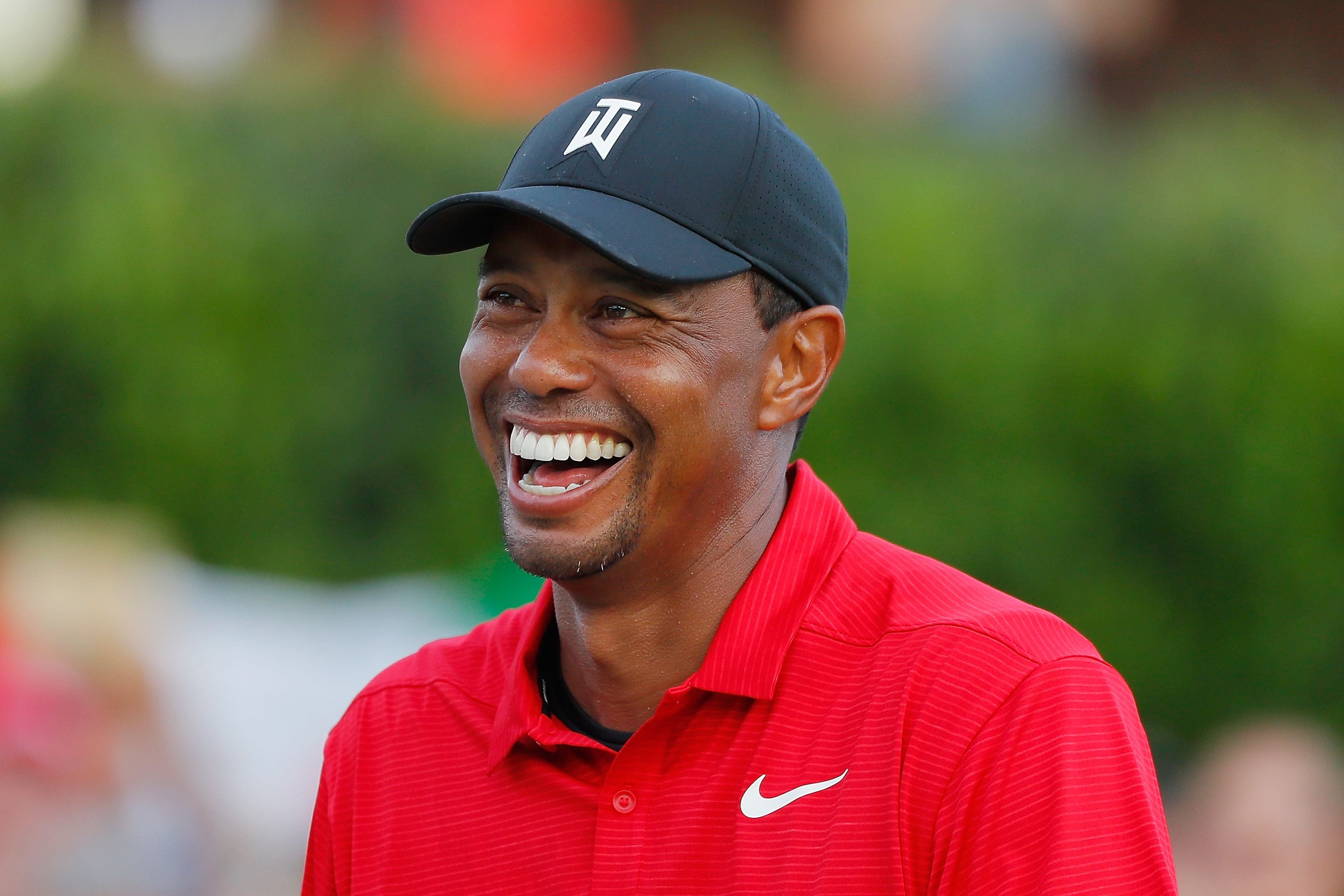 Tiger Woods during the trophy presentation ceremony after winning the TOUR Championship at East Lake Golf Club on September 23, 2018 in Atlanta, Georgia. | Source: Getty Images