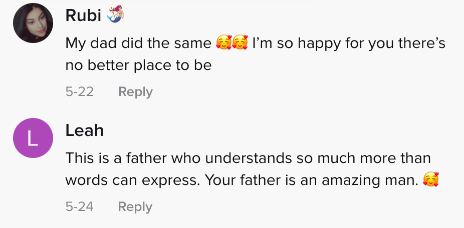 Comment section of viral TikTok video shows how netizen praise father for the way he treated his daughter and her baby | Photo: TikTok/vanessaguilars