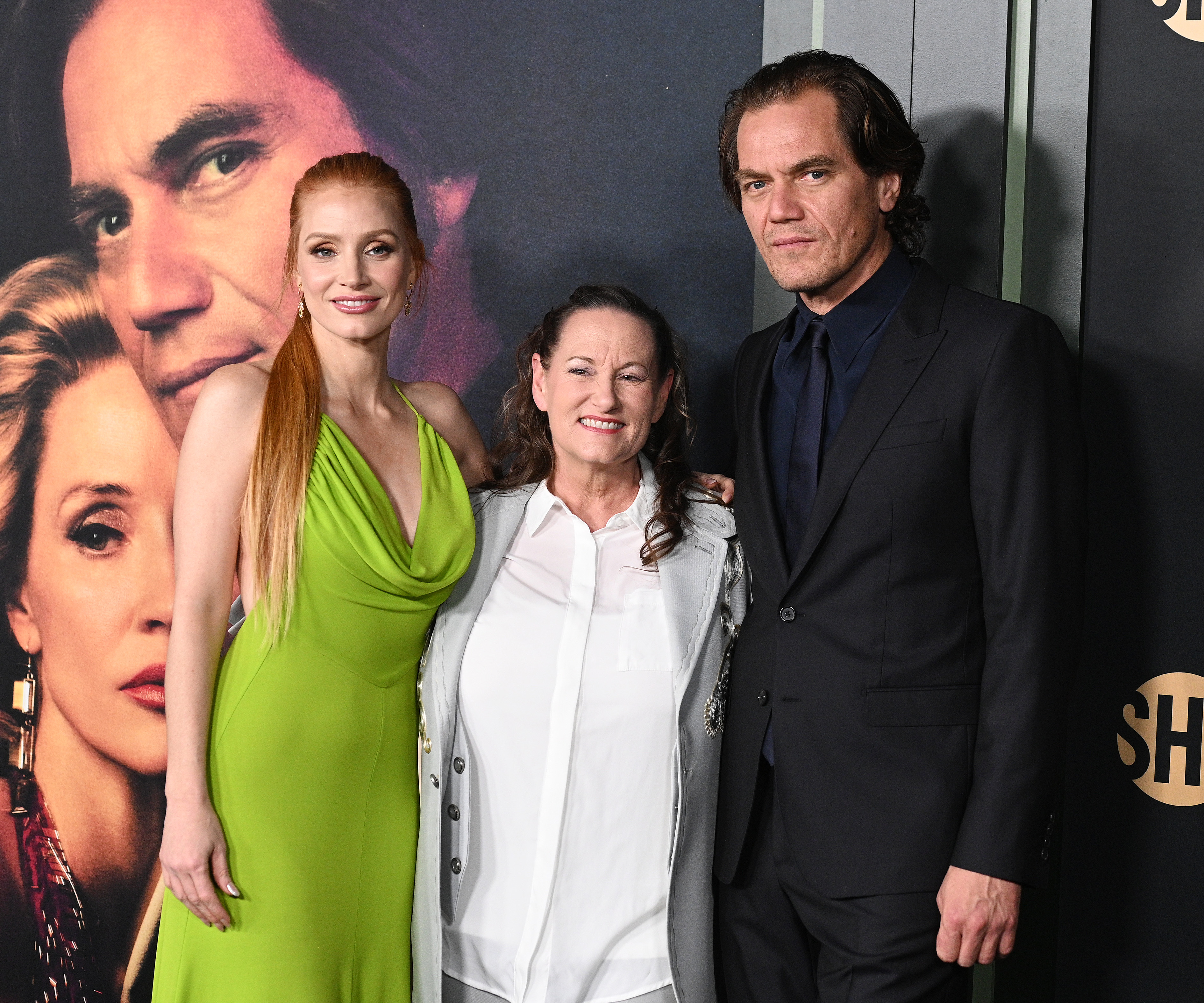 Jessica Chastain, Georgette Jones, Michael Shannon at the premiere of Showtime's "George & Tammy" held at Goya Studios, on November 21, 2022, in Los Angeles, California. | Source: Getty Images